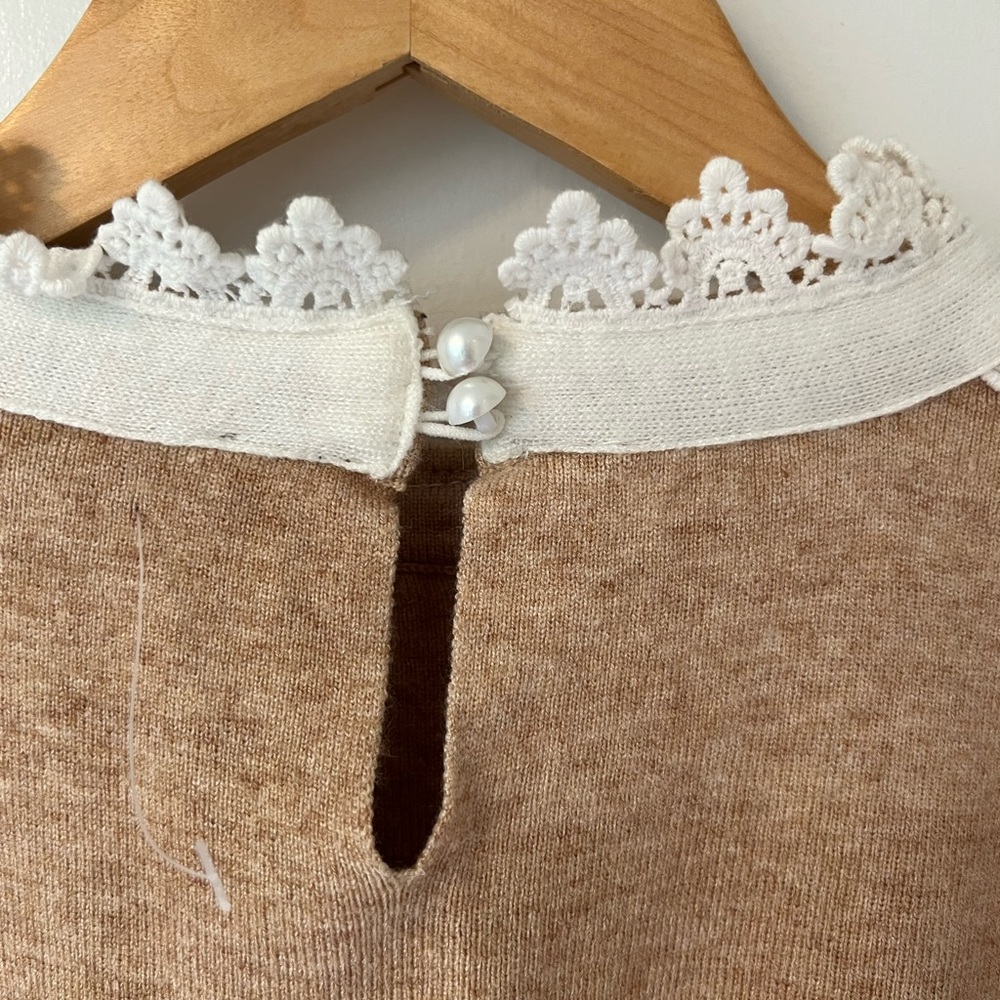 Alice Blue Tan Sweater with Lace Appliqué - Picture 4 of 8